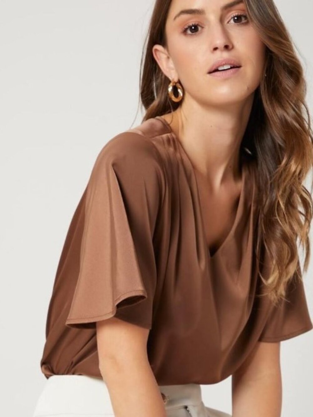 MOTF Relaxed fit butterfly sleeve silky top